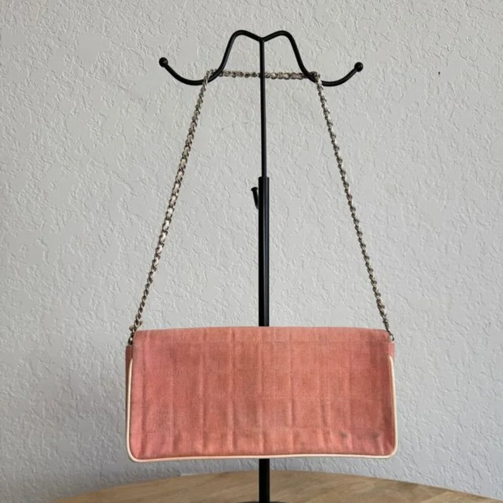 Chanel Pink Chocolate Bar Canvas Shoulder Bag